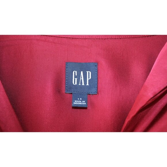 GAP Relaxed Satin Shirt in Red Delicious, Size L - Picture 6 of 11